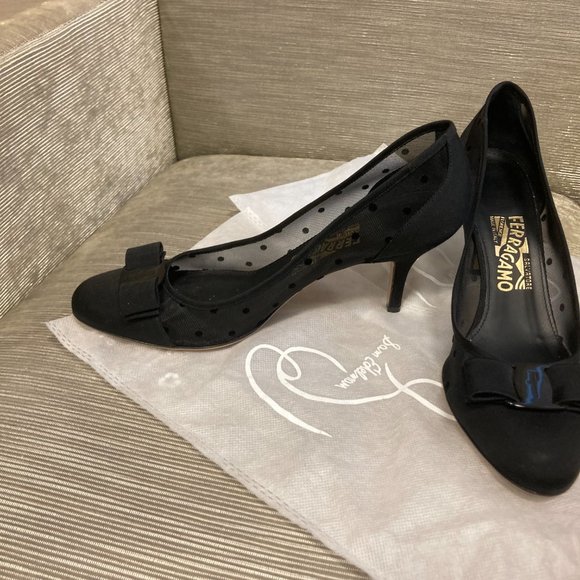 Salvatore Ferragamo Shoes - Ferragamo 'Carla' polka dot mesh pumps